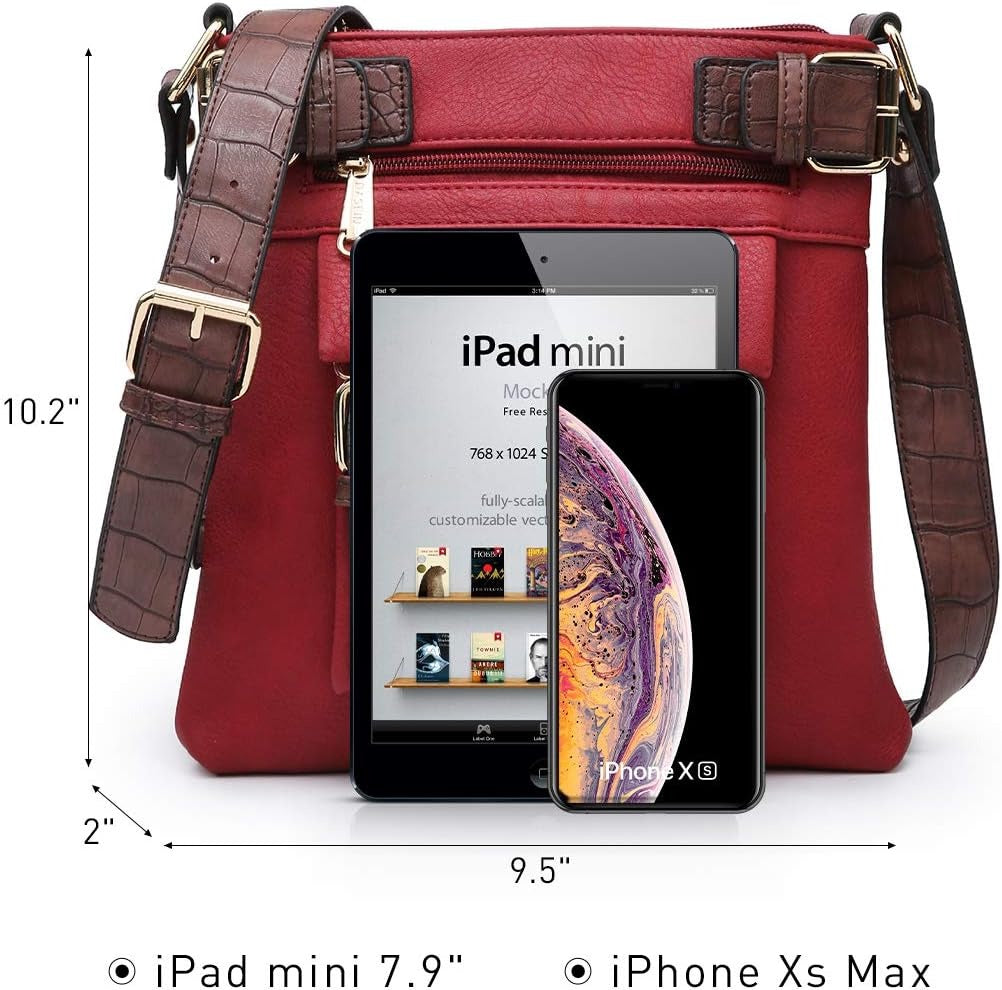 Women Lightweight Crossbody Bags Soft Vegan Leather Messenger Bag Shoulder Bag Travel Purse