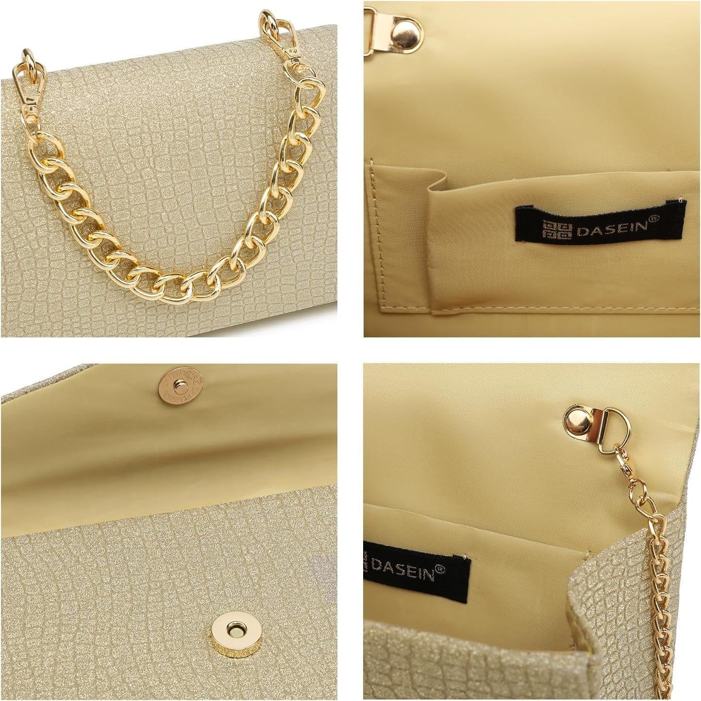 Women Sparkling Glitter Evening Handbag Top Handle Clutch Purse for Wedding Party Prom Cocktail Bridal