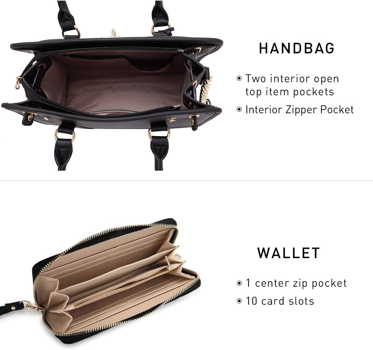 Handbags Purses Set for Women Top Handle Satchel Shoulder Bags Large Work Tote Bag