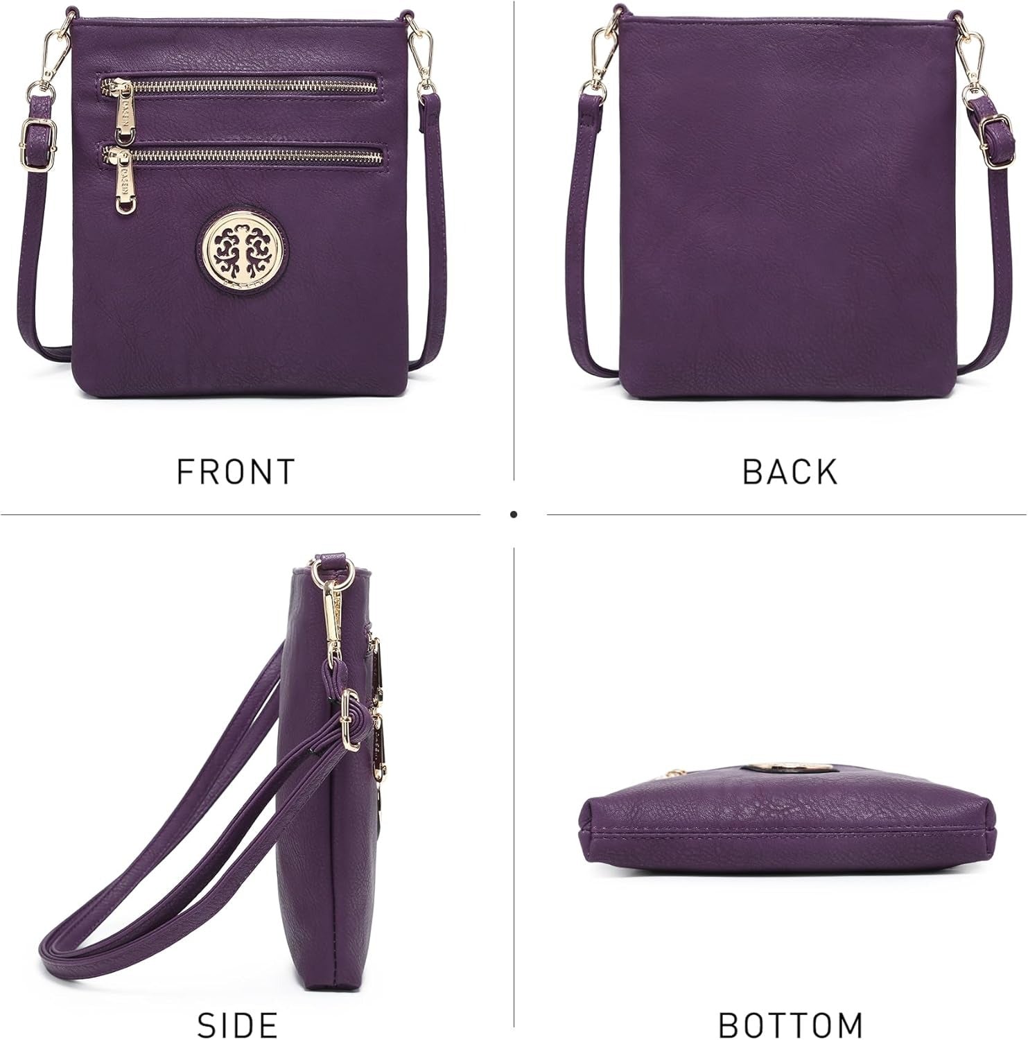 Women Small Crossbody Bag Lightweight Shoulder Purses Multi Zipper Pockets Phone Purse Handbag