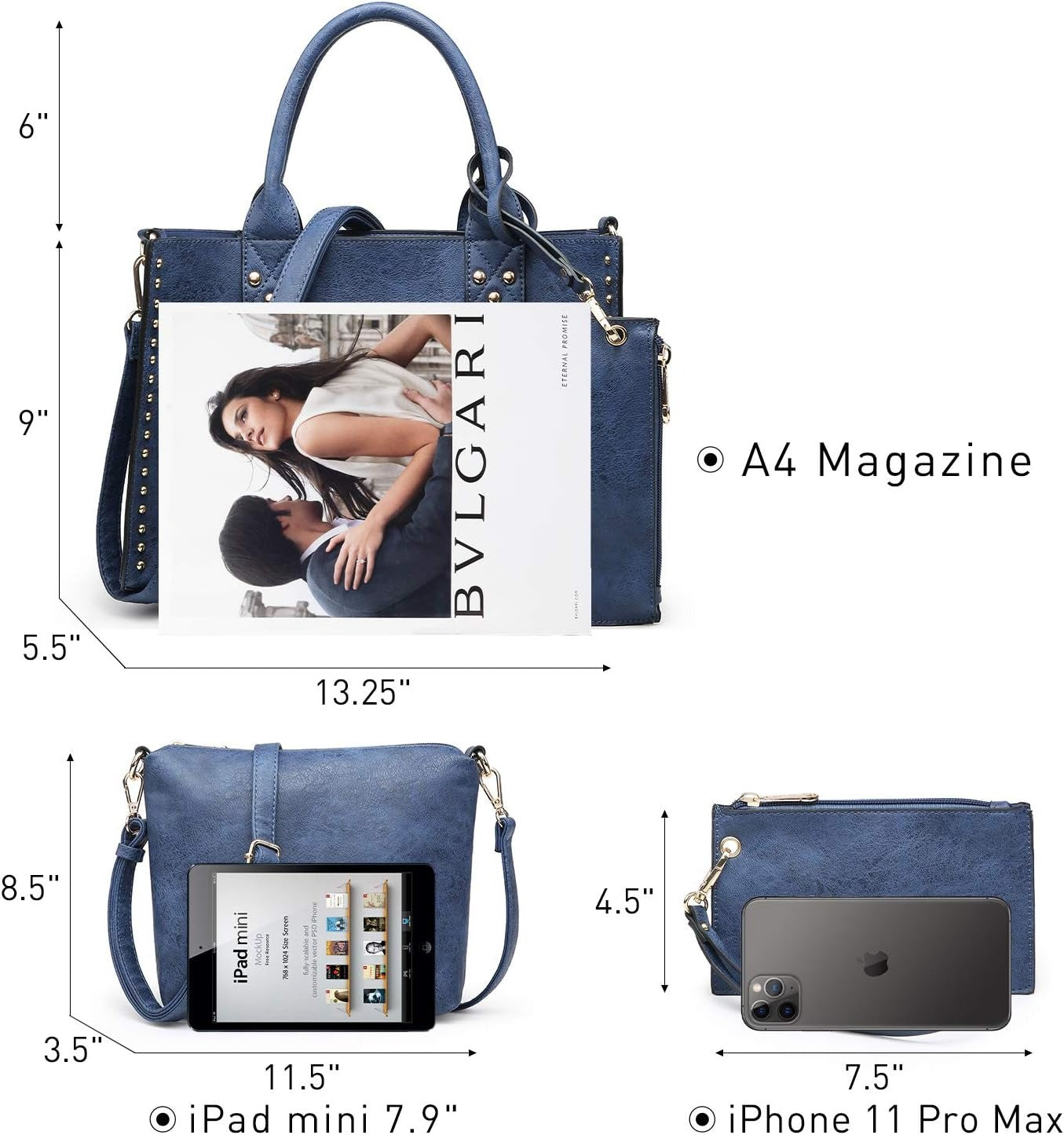 Purses Handbags for Women Tote Wallet Set Top Handle Satchel Shoulder Hobo Bag 3pcs