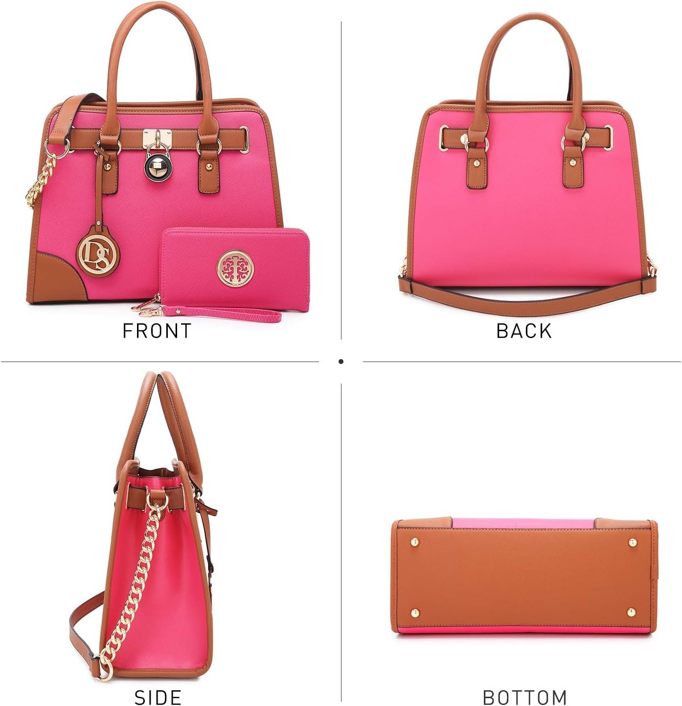 Women Handbags Top Handle Satchel Purse Shoulder Bag Hobo Bag Work Bag Set 2pcs