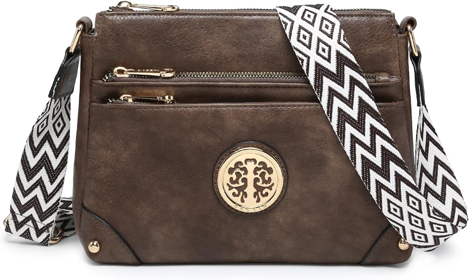 Crossbody Purses for Women Trendy Multi Pockets Shoulder Bag Medium Handbags with Guitar Strap