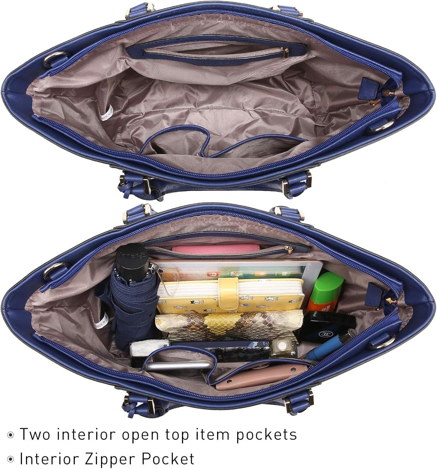 Women Satchel Purse Handbag Shoulder Bag Work Tote Bag with Matching Clutch