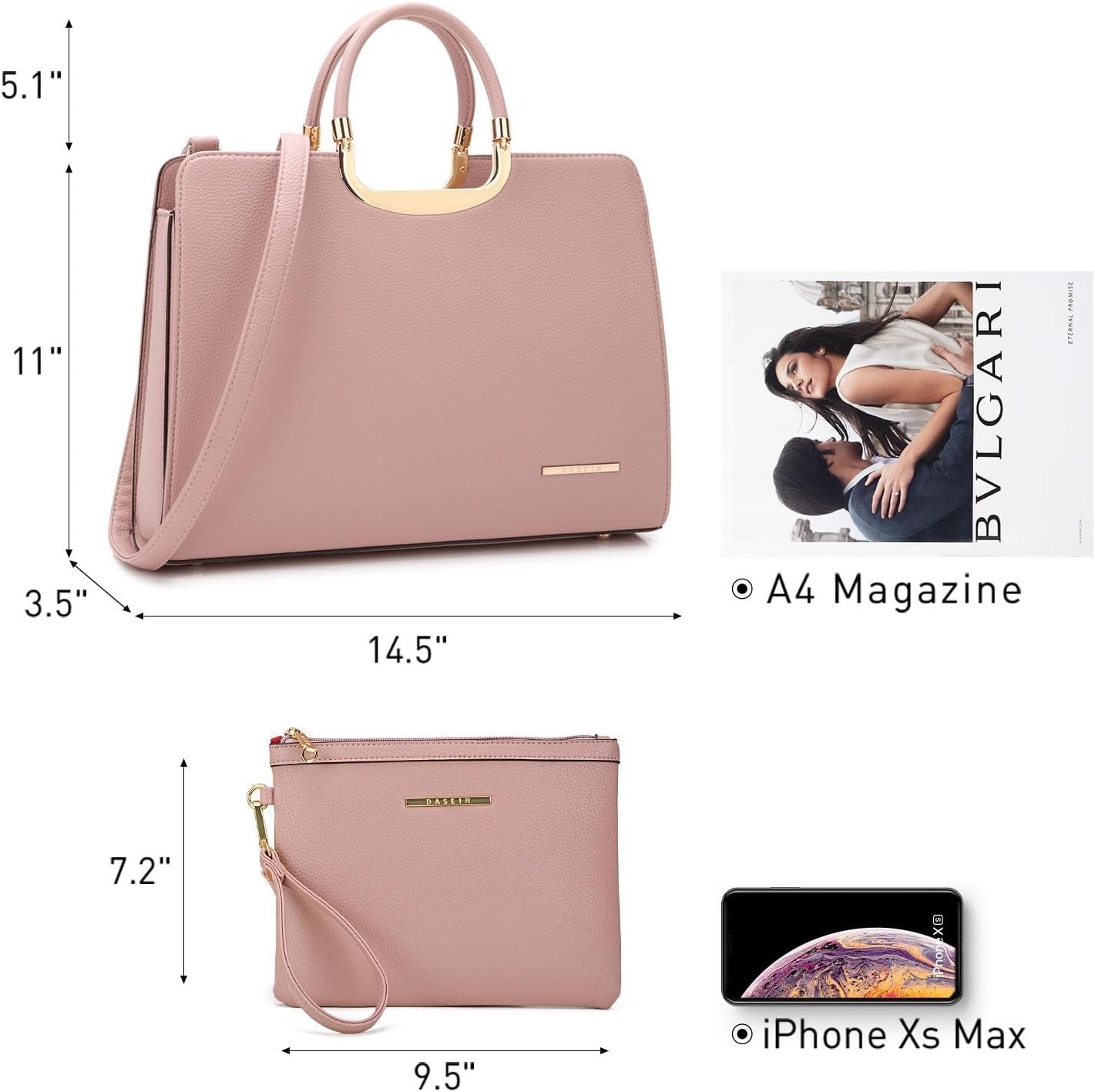 Womens Handbag Top Handle Shoulder Bag Tote Satchel Purse Work Bag with Matching Wallet