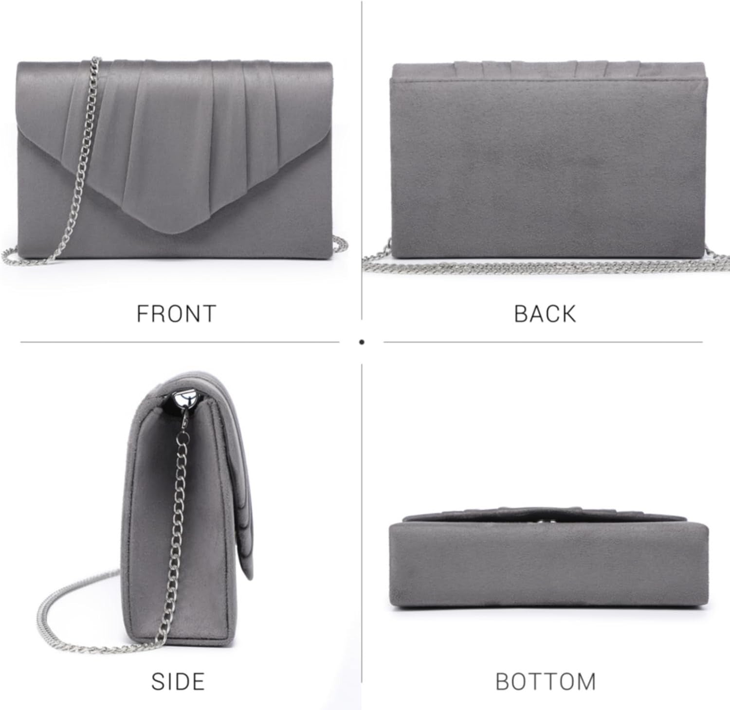 Women's Evening Bag Pleated Envelope Clutch Handbag Wedding Party Bridal Purse