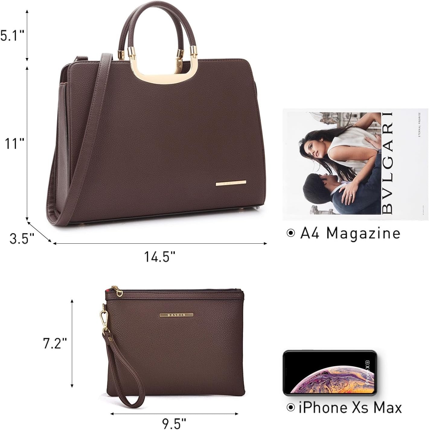 Womens Handbag Top Handle Shoulder Bag Tote Satchel Purse Work Bag with Matching Wallet