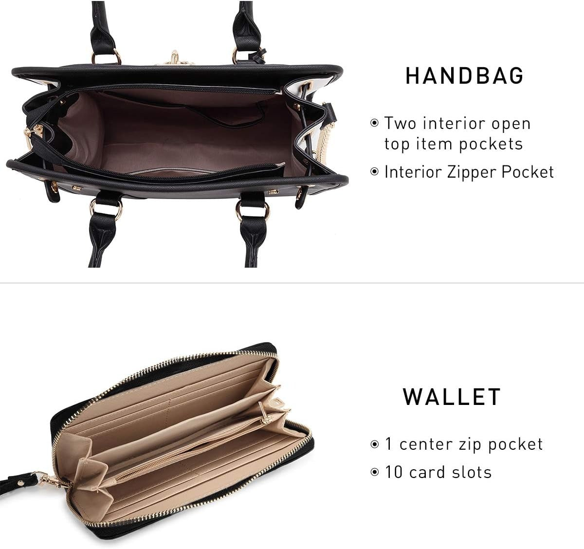 Handbags Purses Set for Women Top Handle Satchel Shoulder Bags Large Work Tote Bag with Matching Wallet