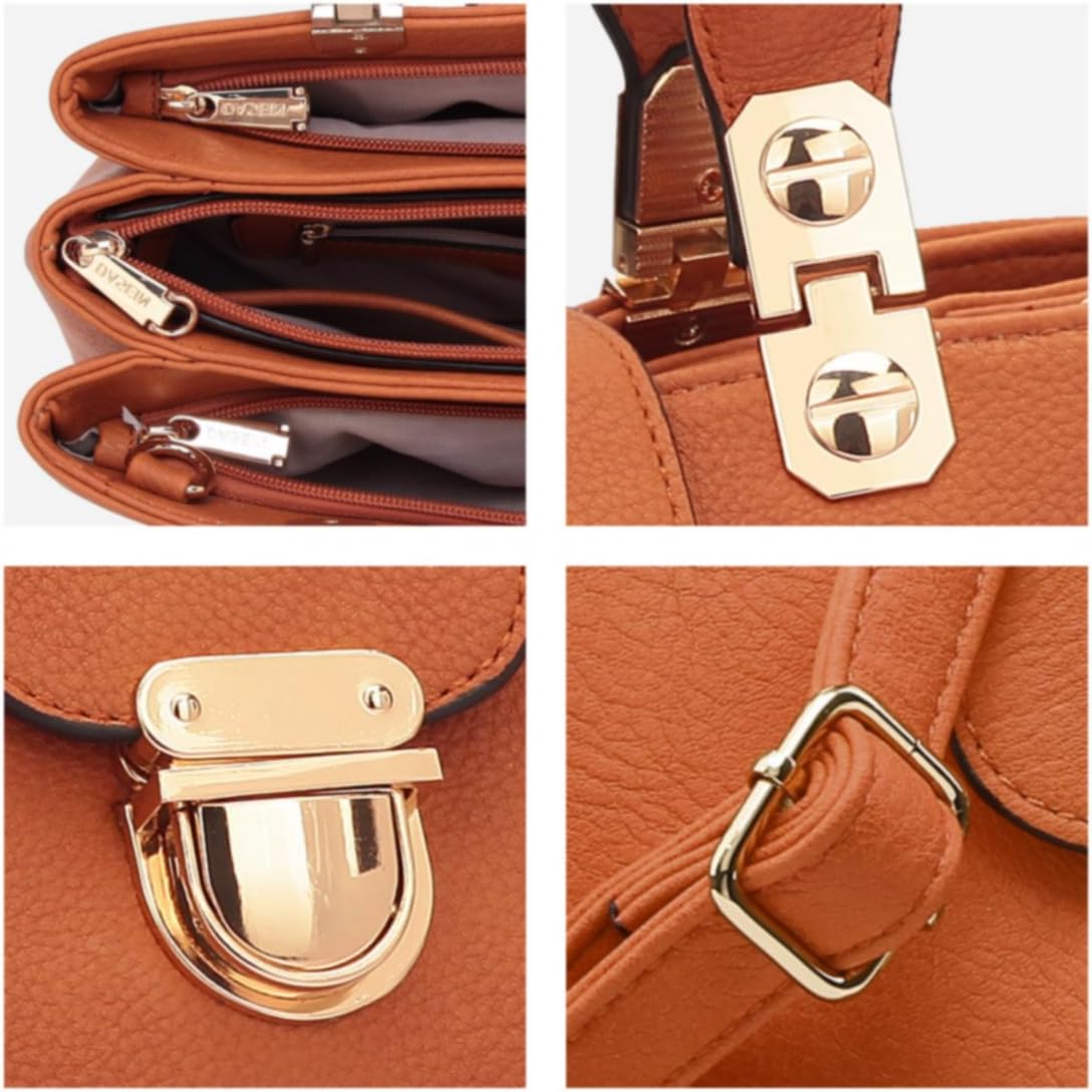 Women Satchel Handbags Top Handle Purse Medium Tote Bag Vegan Leather Shoulder Bag