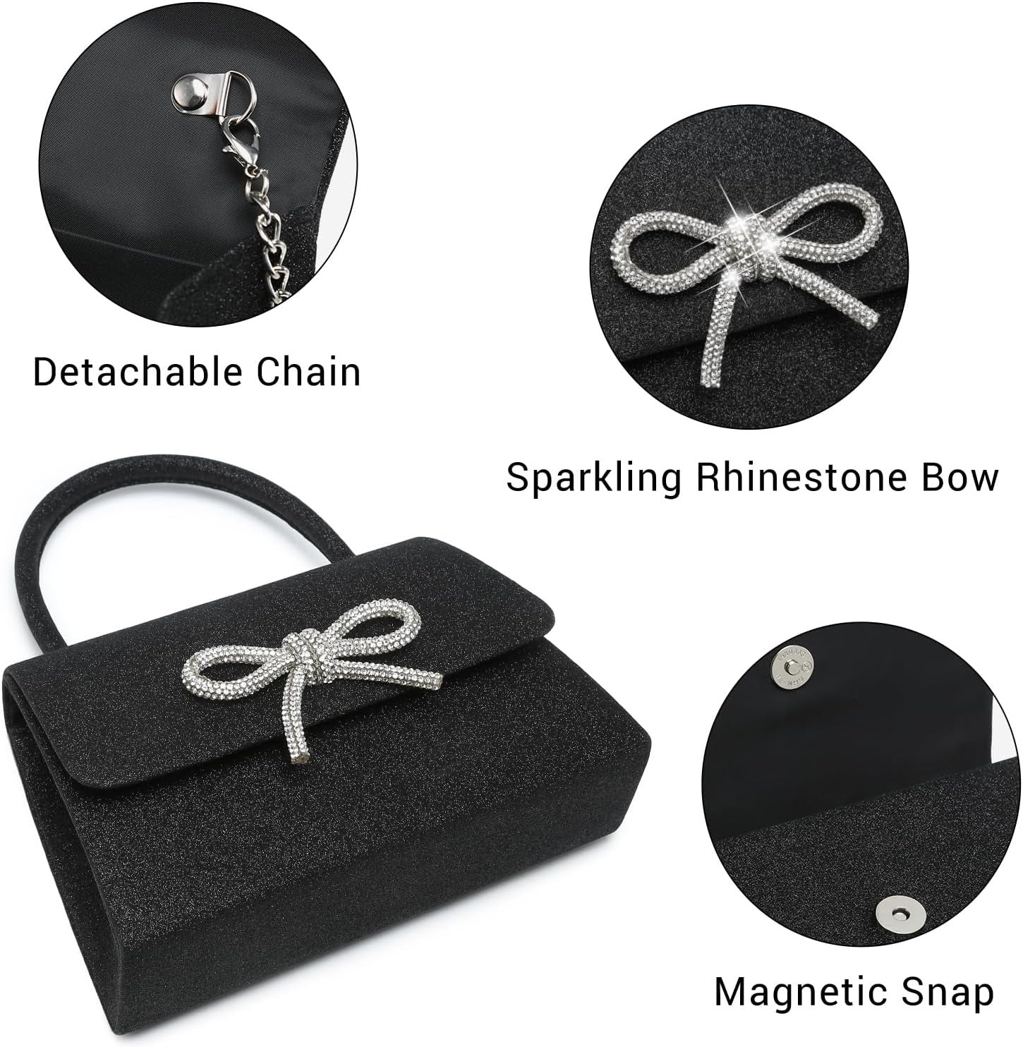 Women's Evening Bag Party Clutches Wedding Purses Cocktail Prom Handbags with Frosted Glittering