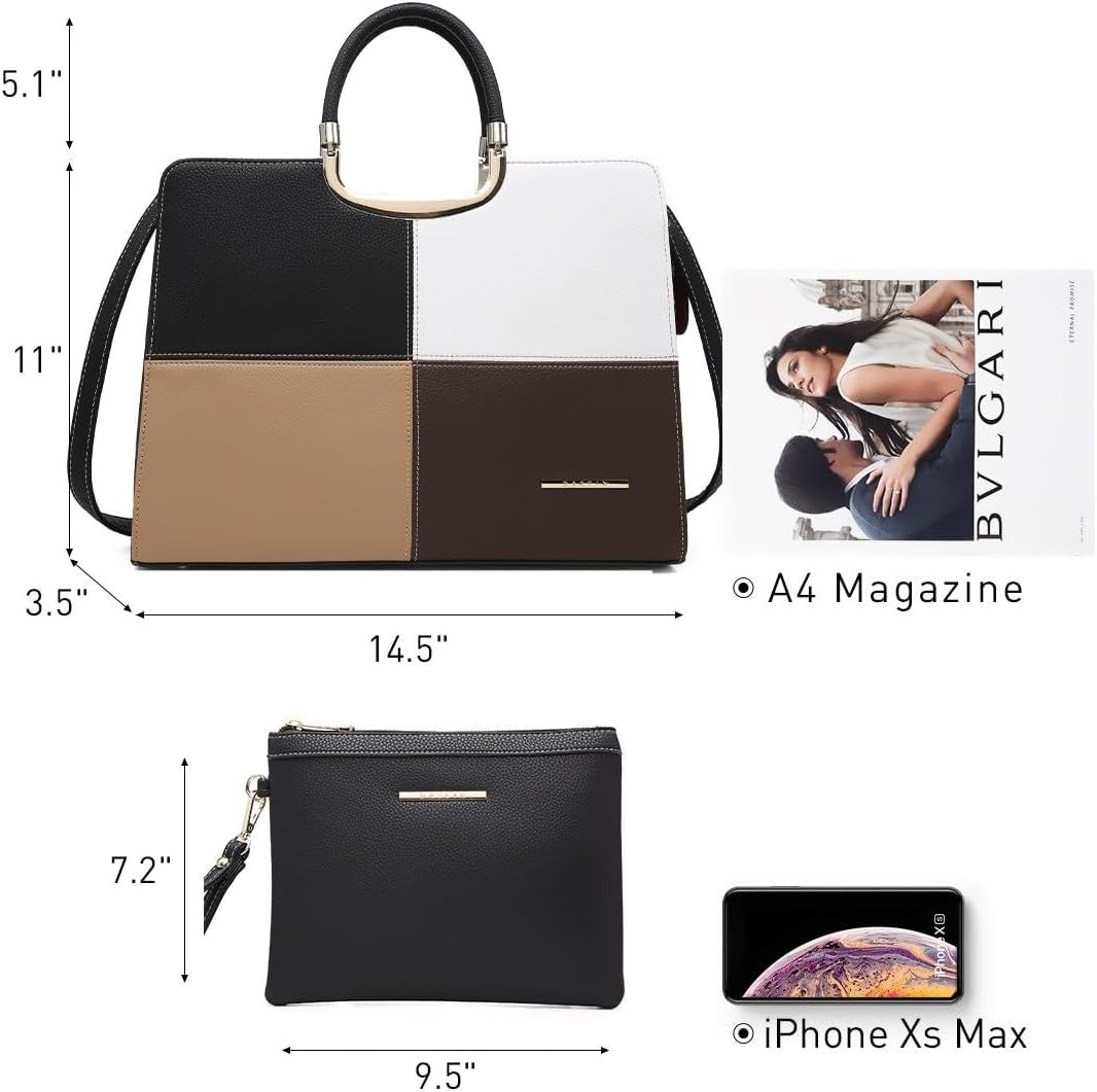 Womens Handbag Top Handle Shoulder Bag Tote Satchel Purse Work Bag with Matching Wallet
