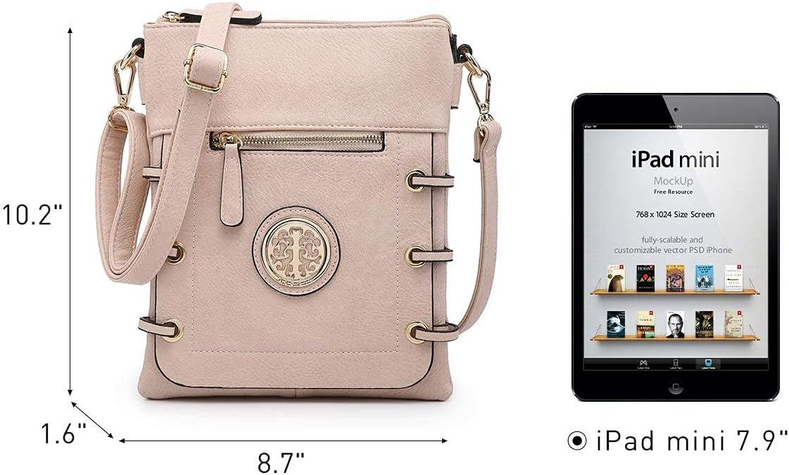 Women Lightweight Shoulder Purse Soft PU Leather Crossbody Bag Multi Pocket Travel Purses with Double Zipper