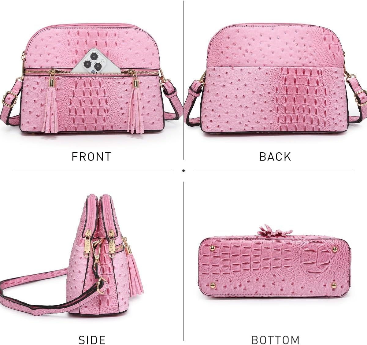 Women Tassel Zipper Pocket Crossbody Bag Shoulder Purse Fashion Travel Bag