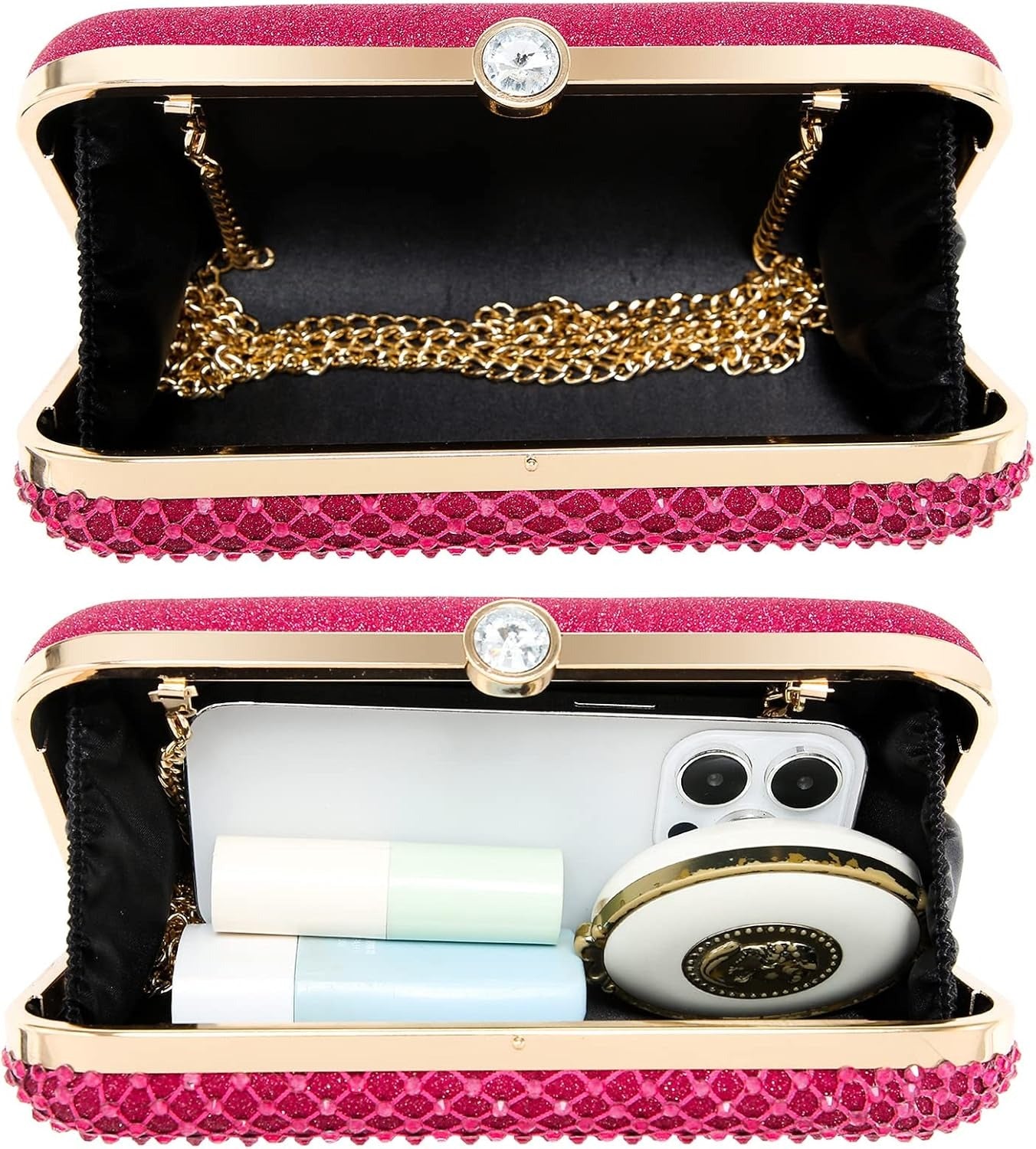 Womens Rhinestone Clutch Purse Sparkling Evening Bag with Crystal Clasp for Formal Prom Party Wedding