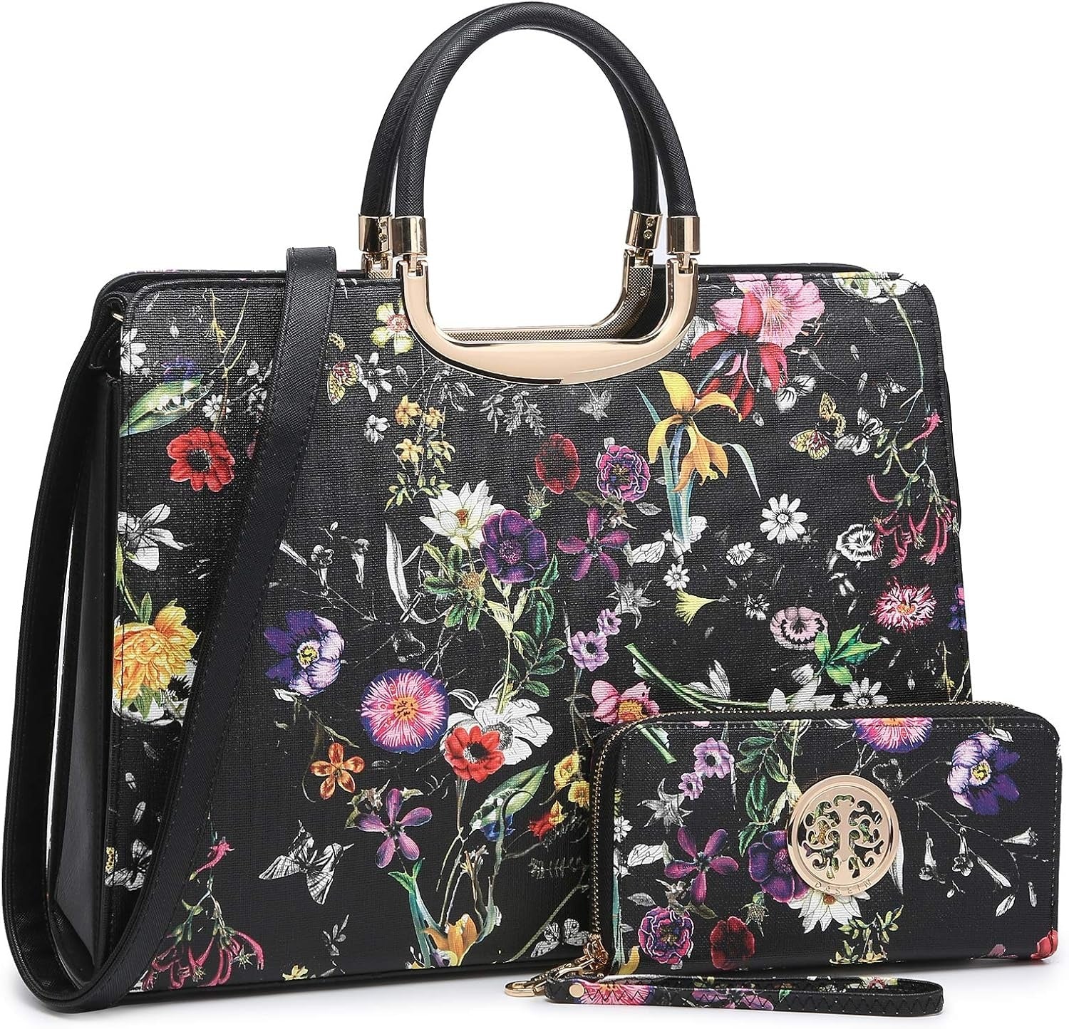 Womens Handbag Top Handle Shoulder Bag Tote Satchel Purse Work Bag with Matching Wallet