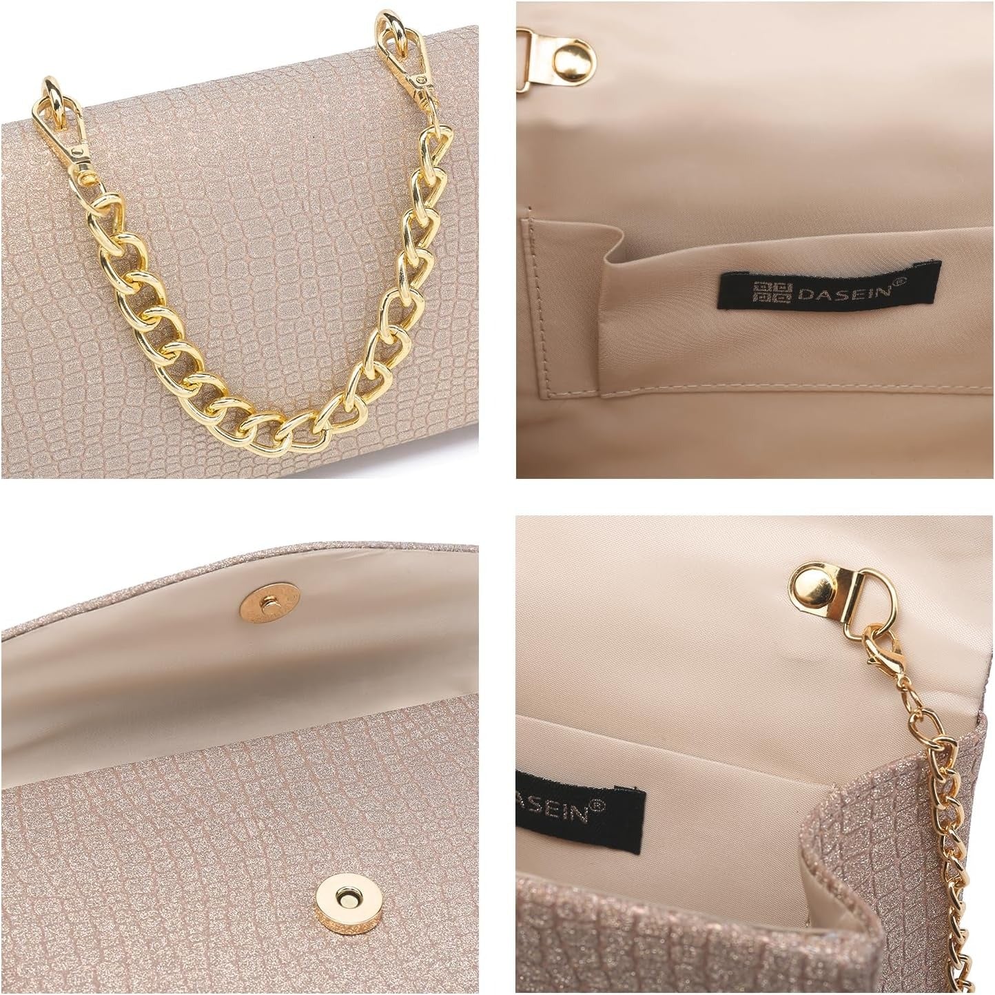 Women Sparkling Glitter Evening Handbag Top Handle Clutch Purse for Wedding Party Prom Cocktail Bridal