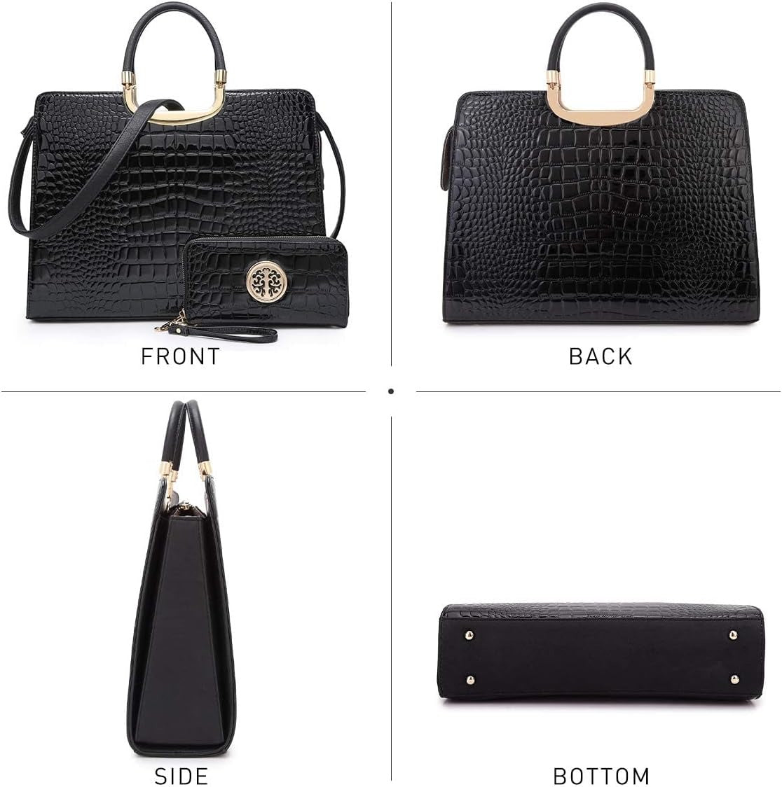 Womens Crocodile Handbag Top Handle Shoulder Bag Tote Satchel Purse Work Bag