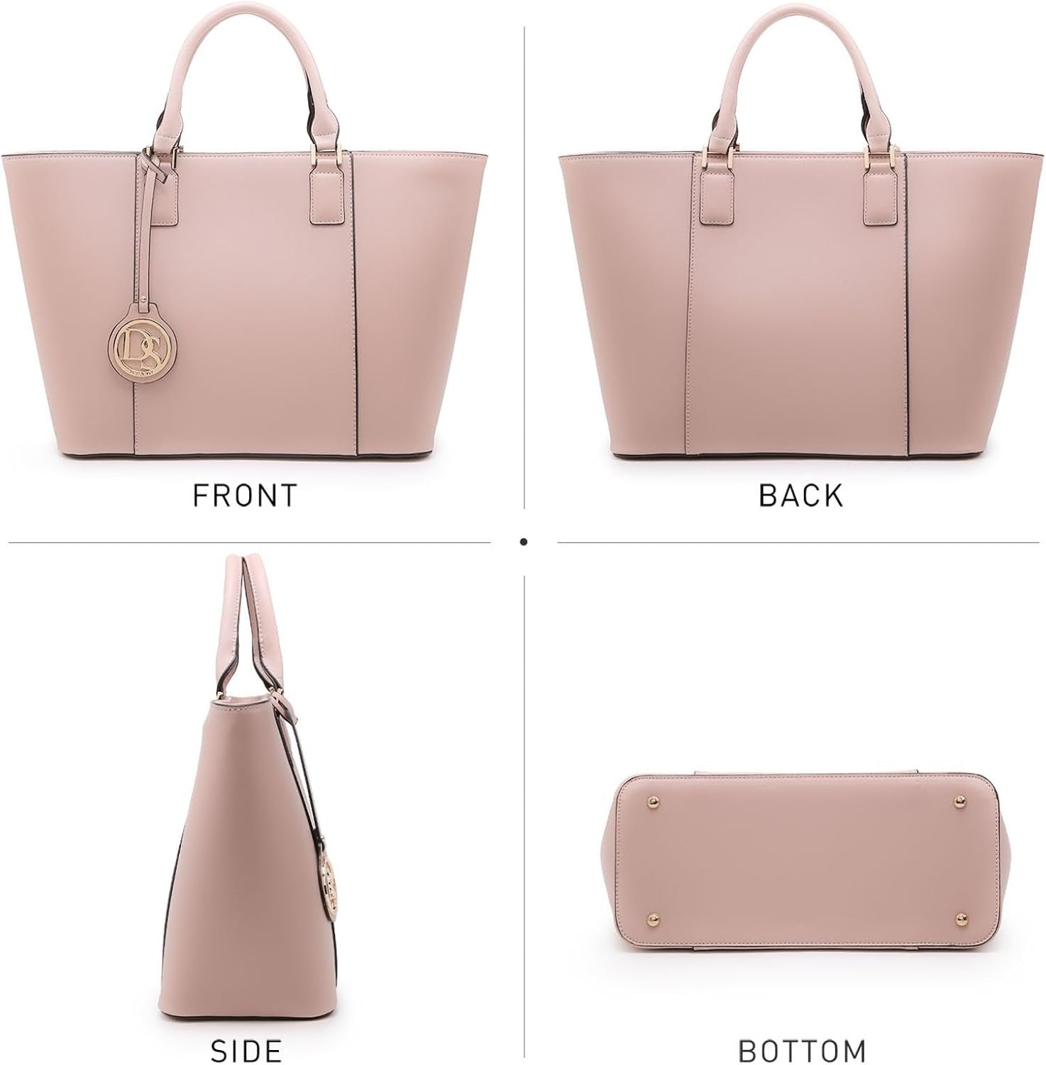 Women Satchel Purse Handbag Shoulder Bag Work Tote Bag with Matching Clutch