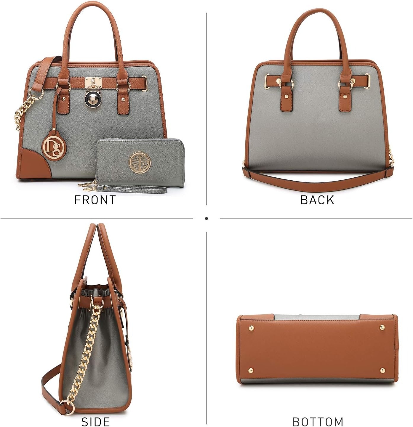 Women Handbags Top Handle Satchel Purse Shoulder Bag Hobo Bag Work Bag Set 2pcs