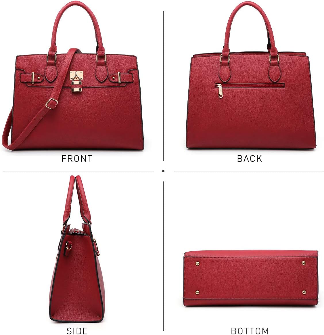Women Handbags and Purses Ladies Shoulder Bag Top Handle Satchel Tote Work Bag with Matching Clutch