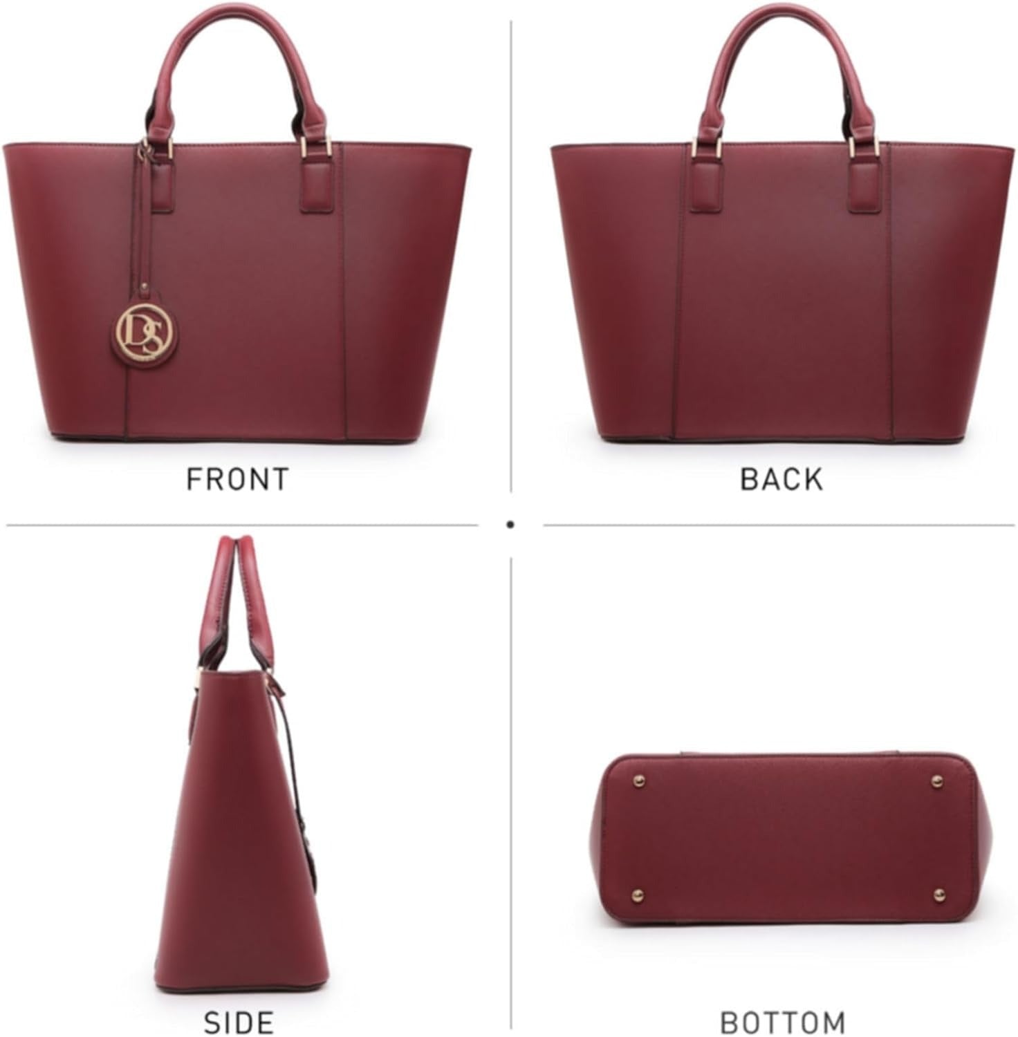 Women Satchel Purse Handbag Shoulder Bag Work Tote Bag with Matching Clutch