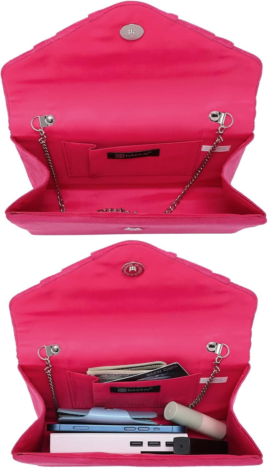 Women's Evening Bag Pleated Envelope Clutch Handbag Wedding Party Bridal Purse