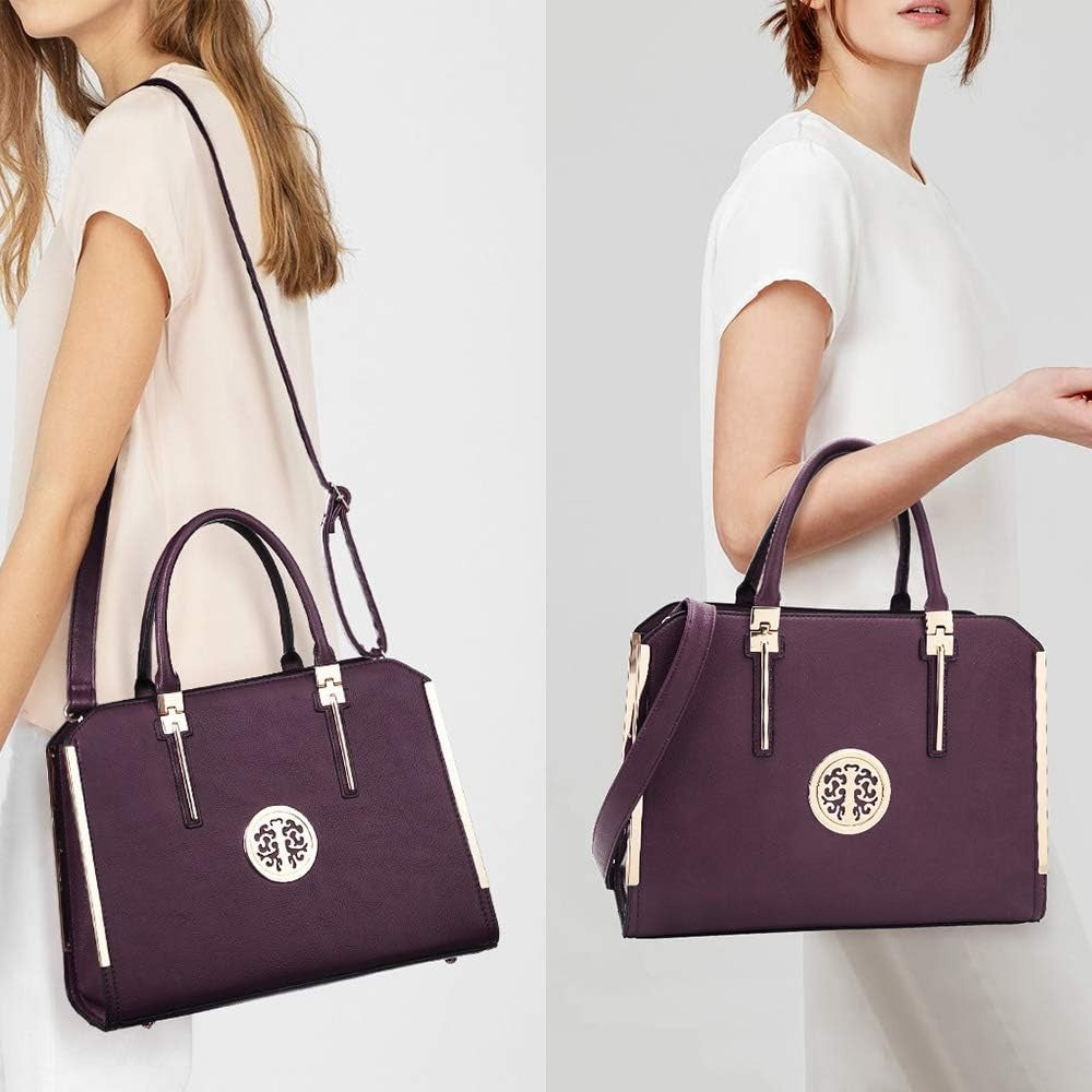 Women Large Handbag Purse Vegan Leather Satchel Work Bag Shoulder Tote with Matching Wallet