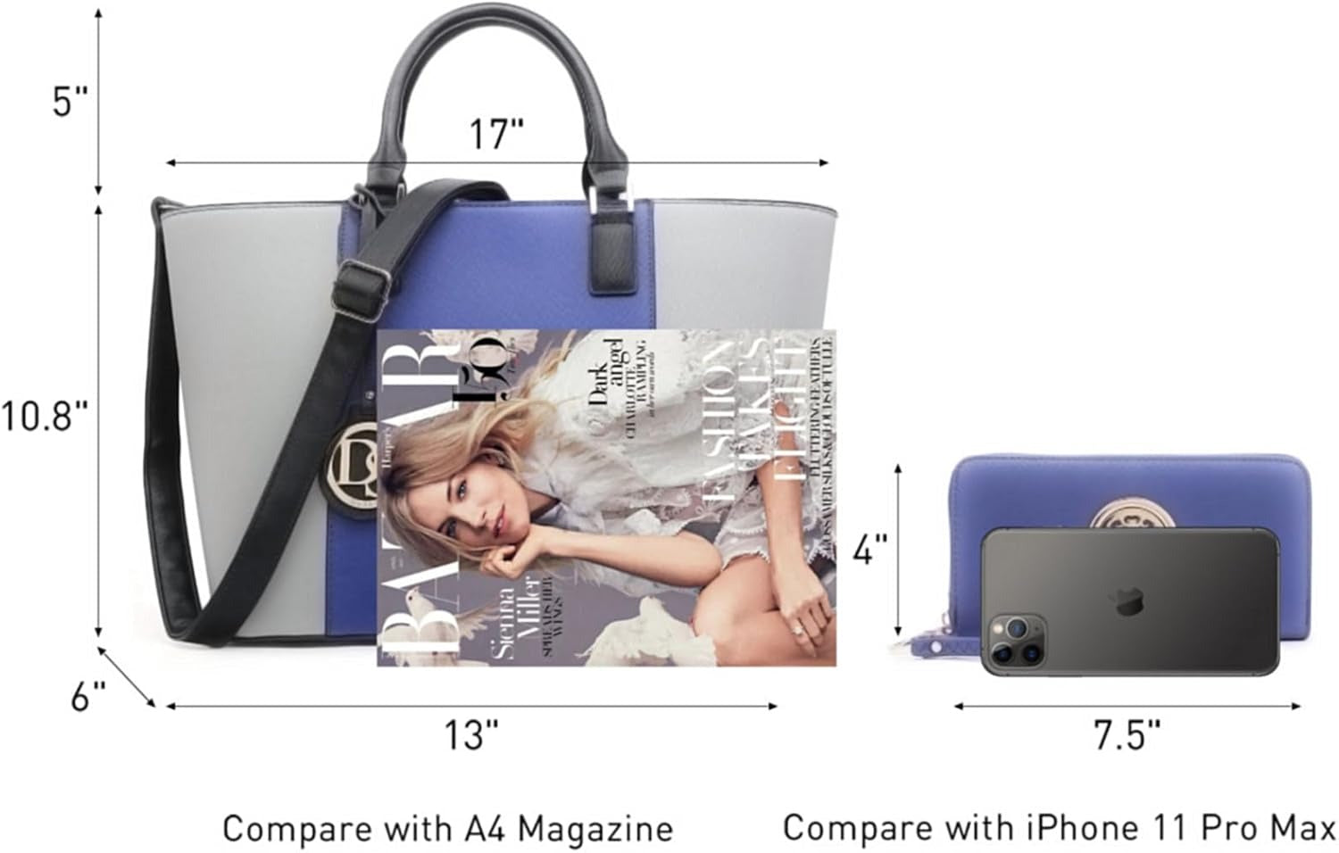 Satchel Purse Handbag for Women Large Shoulder Work Tote Bag With Matching Wallet
