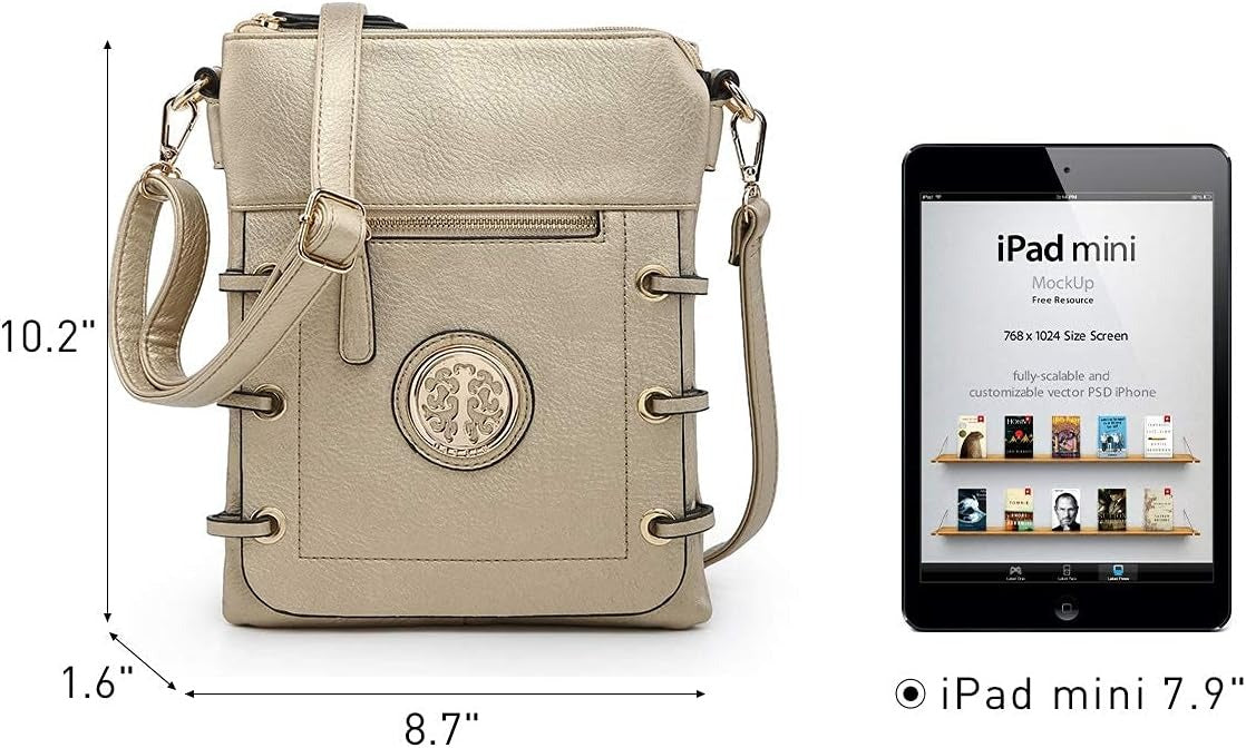 Women Lightweight Shoulder Purse Soft PU Leather Crossbody Bag Multi Pocket Travel Purses with Double Zipper