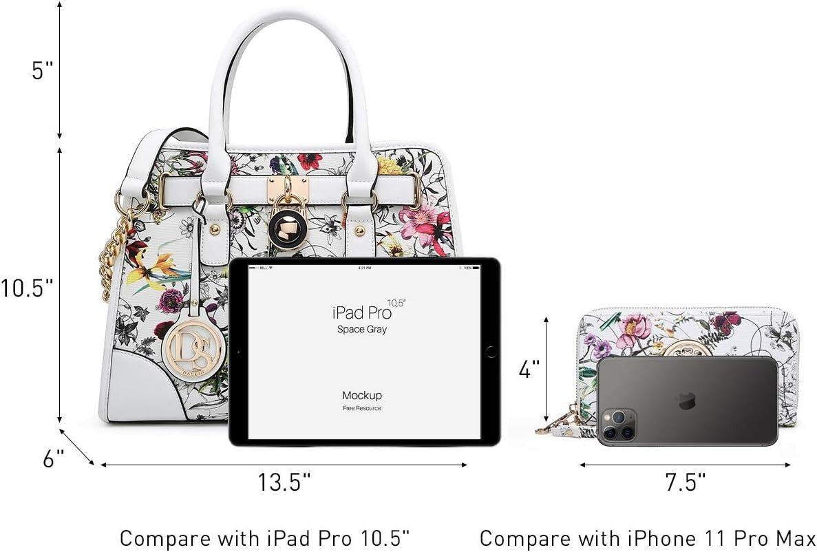 Women Flower Handbags Top Handle Satchel Purse Shoulder Bag Hobo Bag Work Bag Set