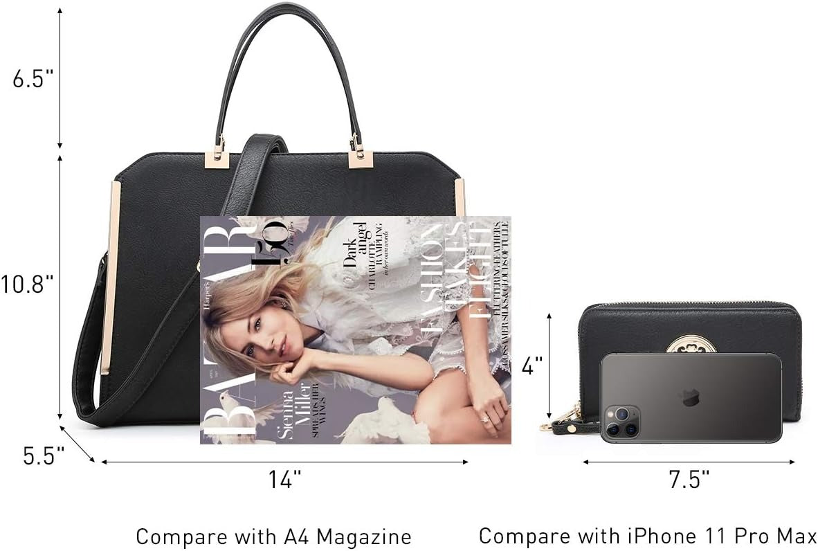 Women Purses and Handbags Top Handle Satchel Bags Large Shoulder Work Bag Tote with Wallet