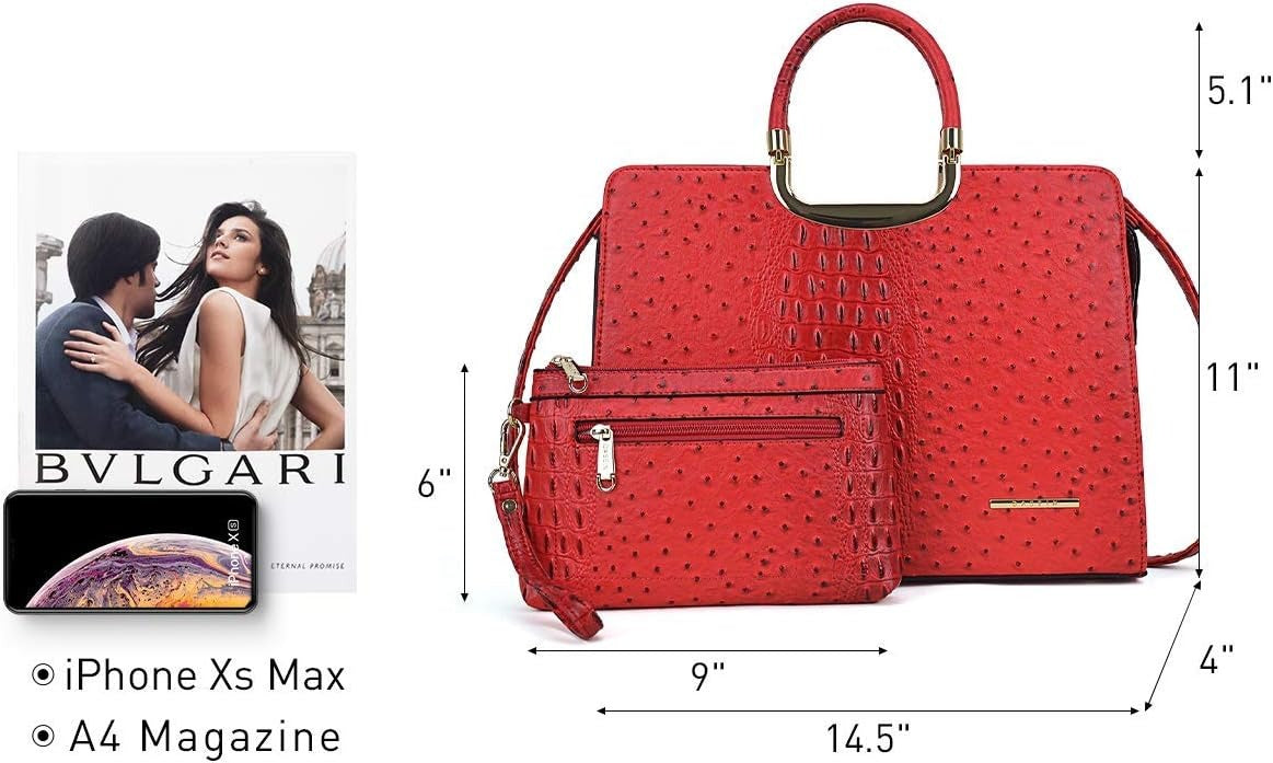 Womens Handbag Top Handle Shoulder Bag Tote Satchel Purse Work Bag with Matching Wallet