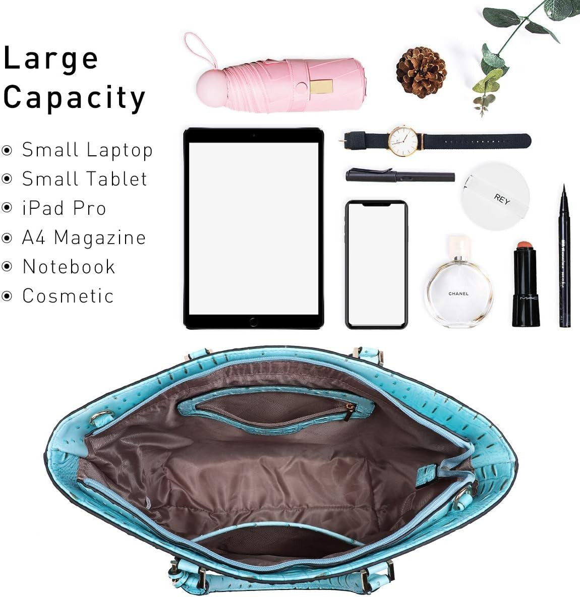 Women Satchel Purse Handbag Shoulder Bag Work Tote Bag with Matching Clutch