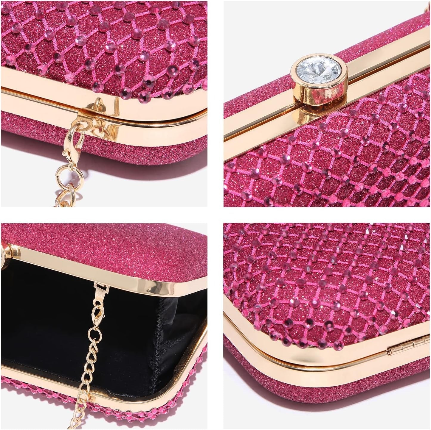 Womens Rhinestone Clutch Purse Sparkling Evening Bag with Crystal Clasp for Formal Prom Party Wedding