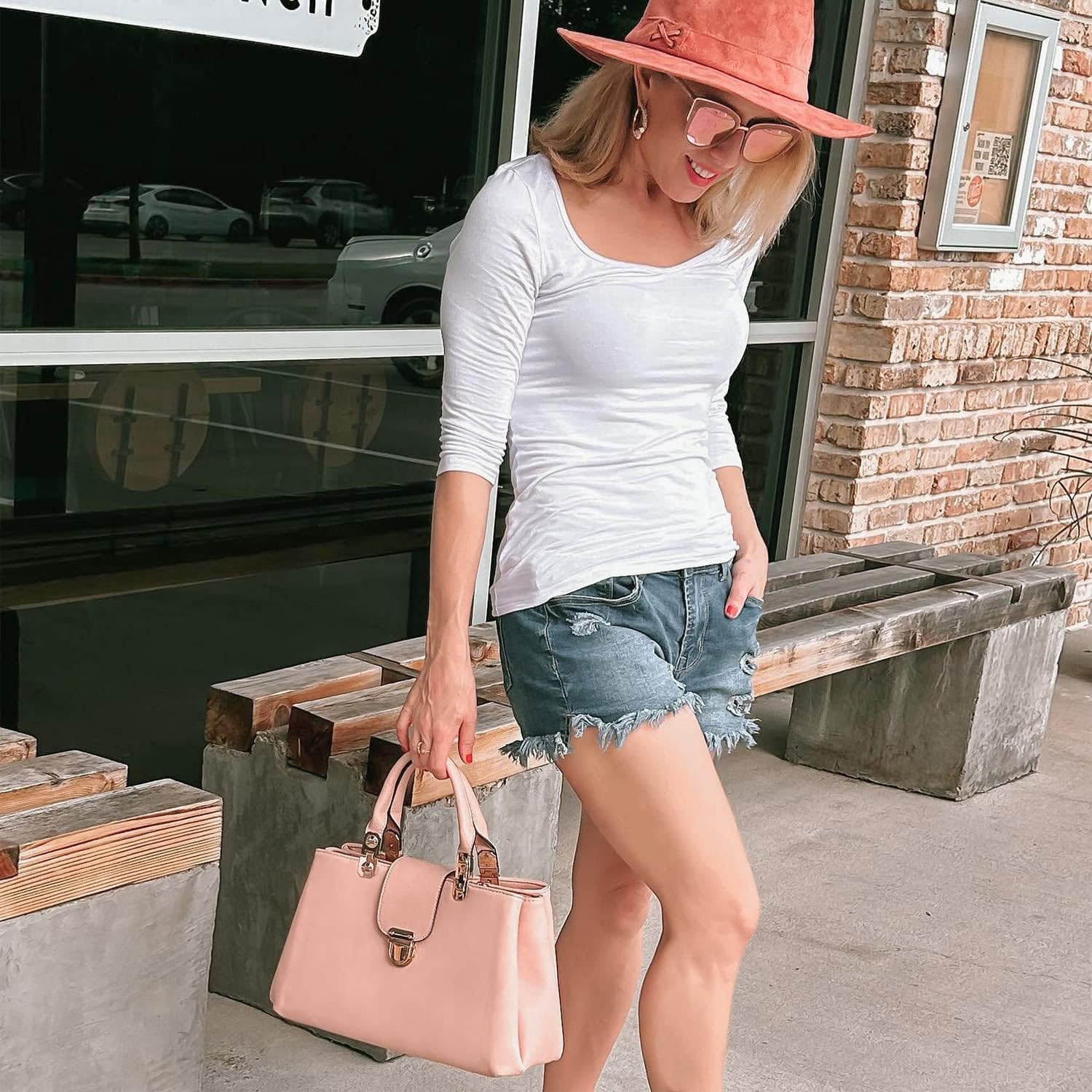 Women Satchel Handbags Top Handle Purse Medium Tote Bag Vegan Leather Shoulder Bag