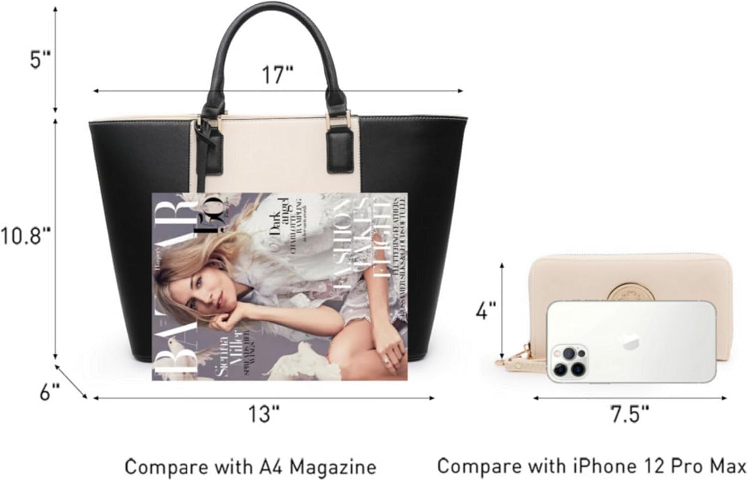 Satchel Purse Handbag for Women Large Shoulder Work Tote Bag With Matching Wallet