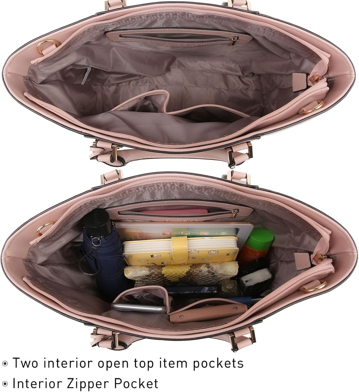 Women Satchel Purse Handbag Shoulder Bag Work Tote Bag with Matching Clutch