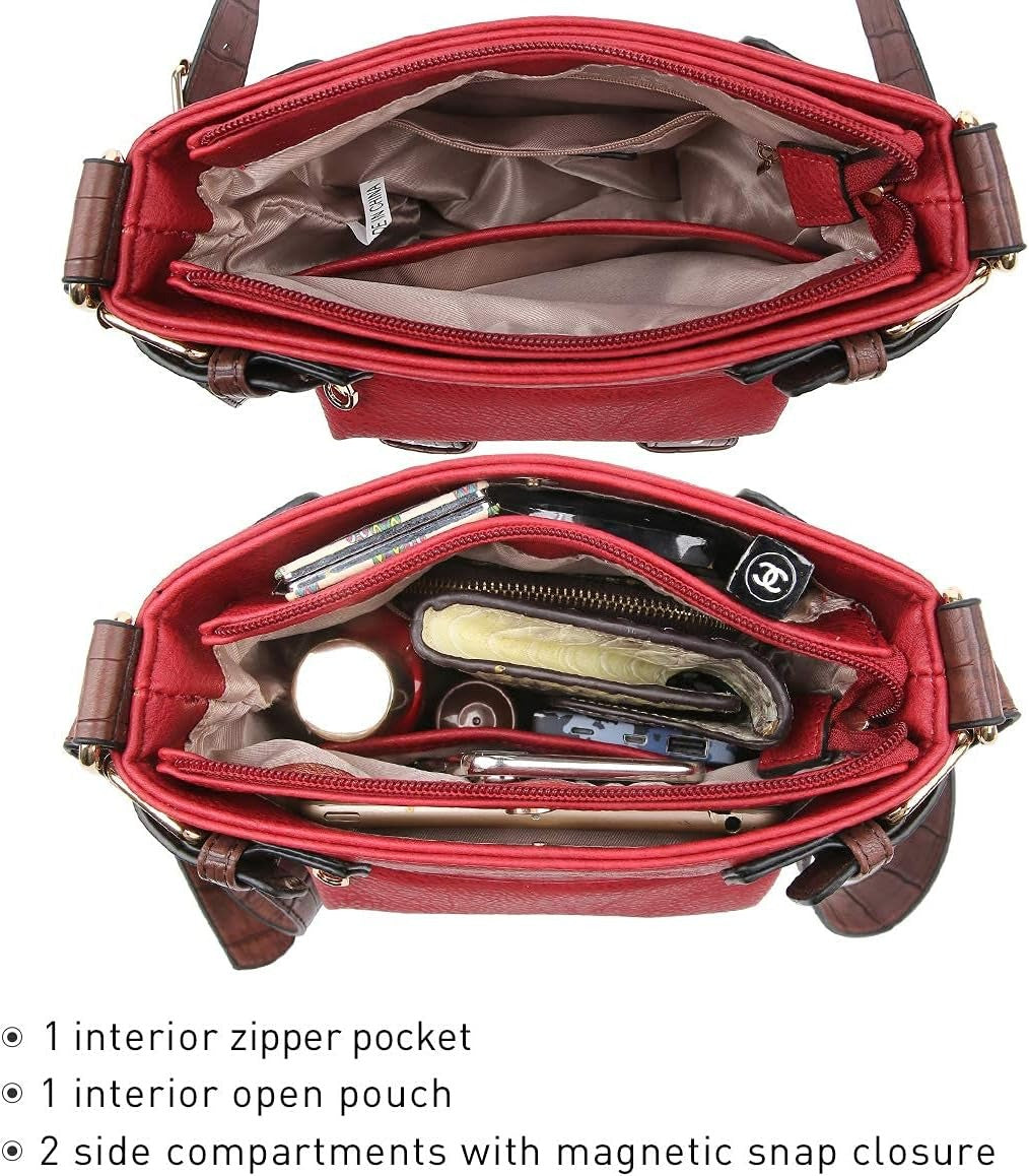 Women Lightweight Crossbody Bags Soft Vegan Leather Messenger Bag Shoulder Bag Travel Purse