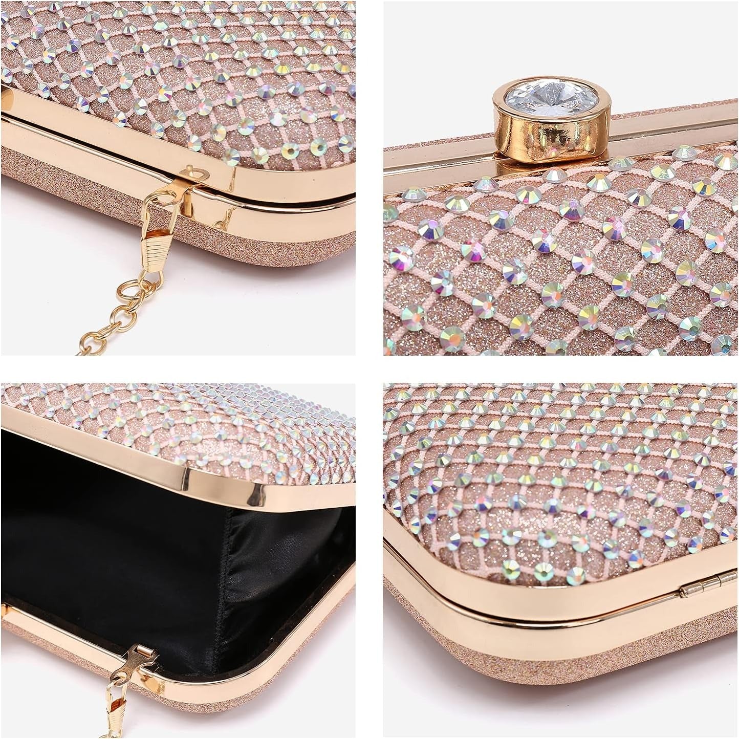 Womens Rhinestone Clutch Purse Sparkling Evening Bag with Crystal Clasp for Formal Prom Party Wedding