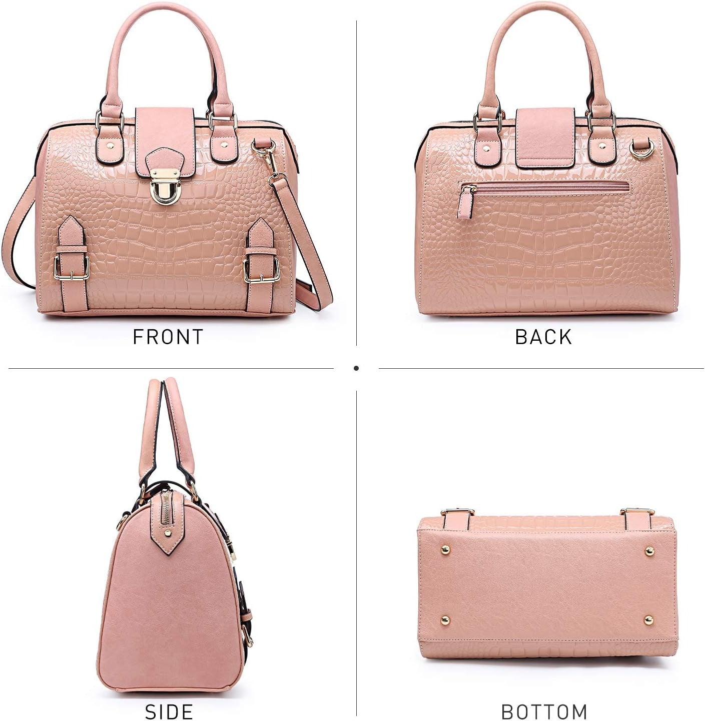 Women Barrel Handbags Fashion Satchel Bags Top Handle Shoulder Purses Vegan Leather Work Tote