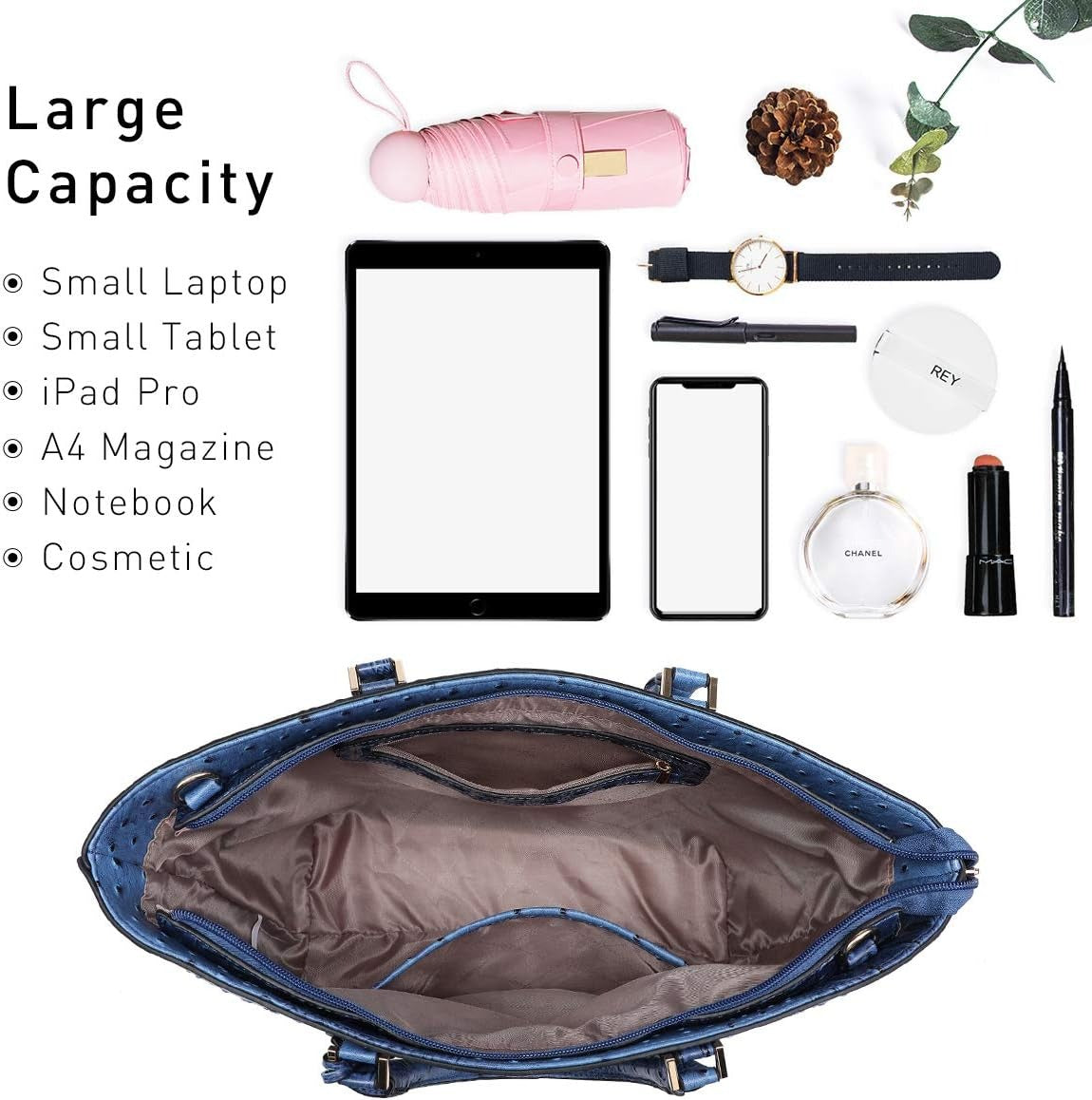 Women Satchel Purse Handbag Shoulder Bag Work Tote Bag with Matching Clutch