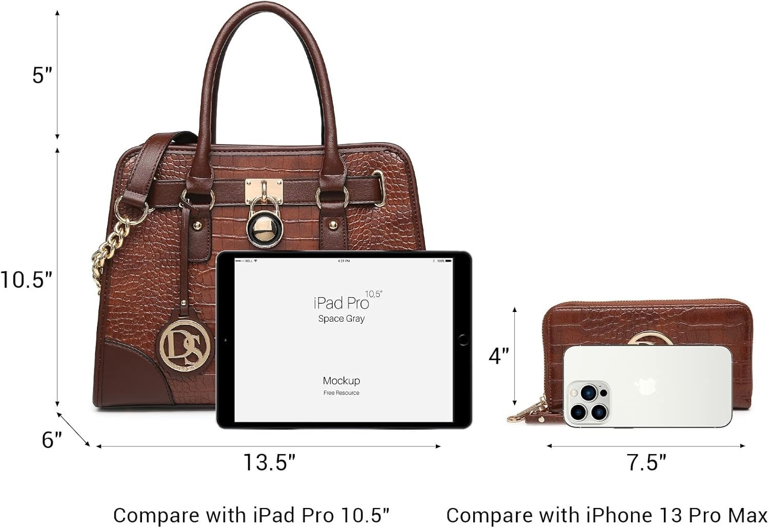 Women Handbags Top Handle Satchel Purse Shoulder Bag Hobo Bag Work Bag Set 2pcs