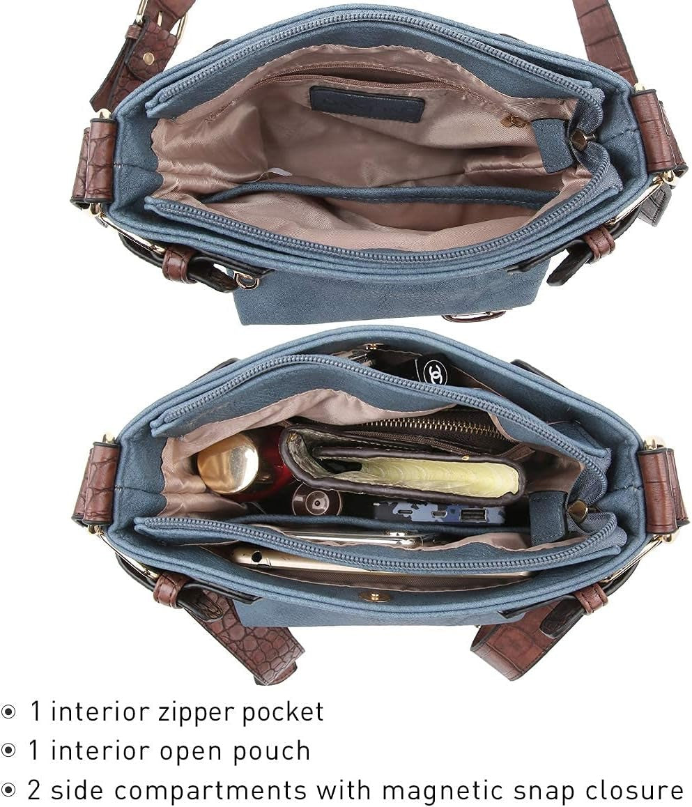 Women Lightweight Crossbody Bags Soft Vegan Leather Messenger Bag Shoulder Bag Travel Purse