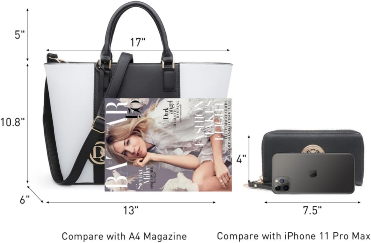 Satchel Purse Handbag for Women Large Shoulder Work Tote Bag With Matching Wallet