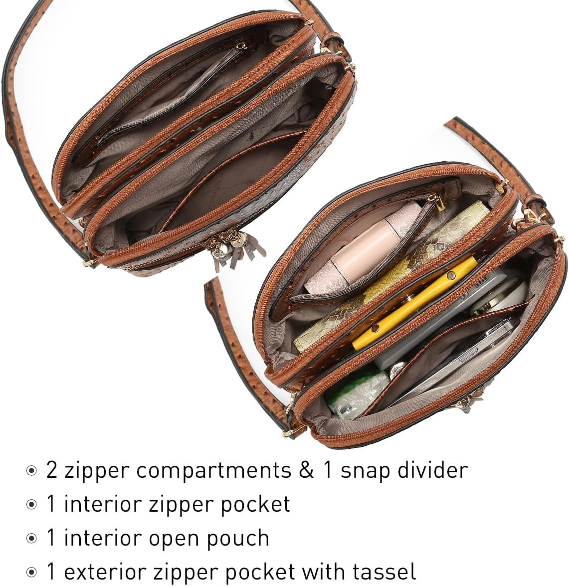 Women Tassel Zipper Pocket Crossbody Bag Shoulder Purse Fashion Travel Bag