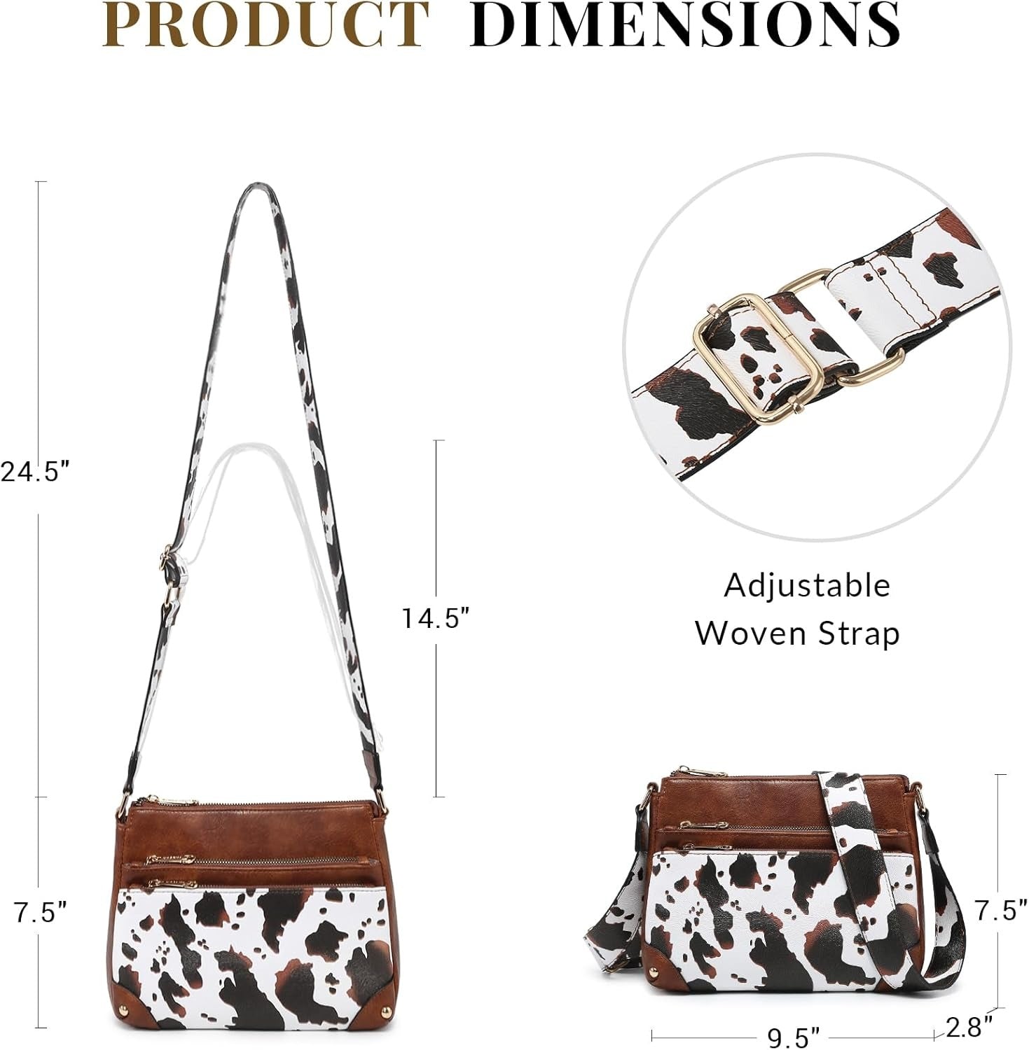 Crossbody Purses for Women Trendy Multi Pockets Shoulder Bag Medium Handbags with Guitar Strap