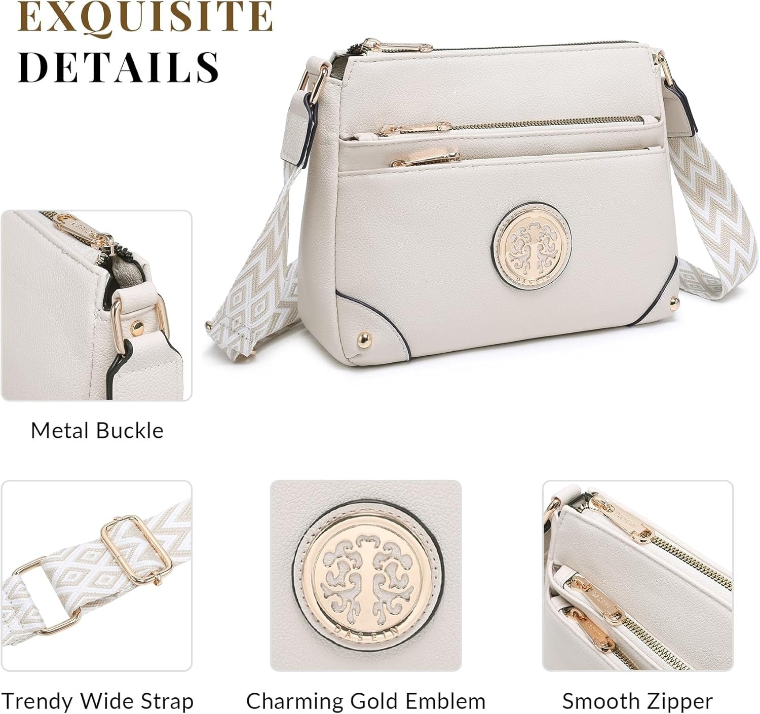 Crossbody Purses for Women Trendy Multi Pockets Shoulder Bag Medium Handbags with Guitar Strap