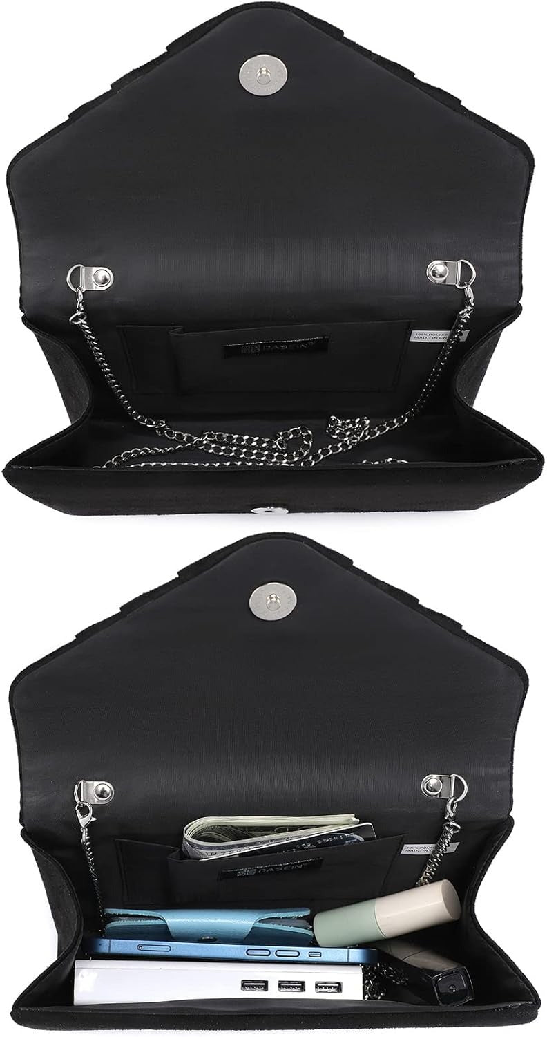 Women's Evening Bag Pleated Envelope Clutch Handbag Wedding Party Bridal Purse