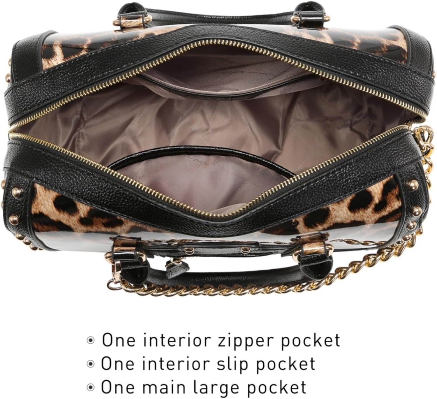 Women's Barrel Bag Shiny Patent Faux Leather Handbag with Rivet Decoration Top Handle Satchel Shoulder Purse