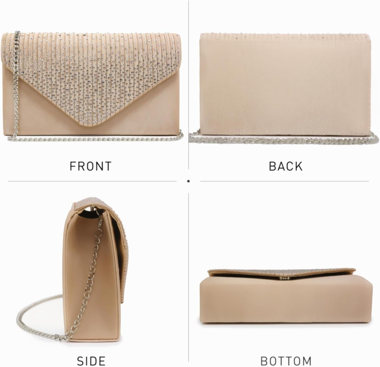 Ladies Frosted Satin Evening Clutch Purse Bag Crossbody Handbags Party Prom Wedding Envelope